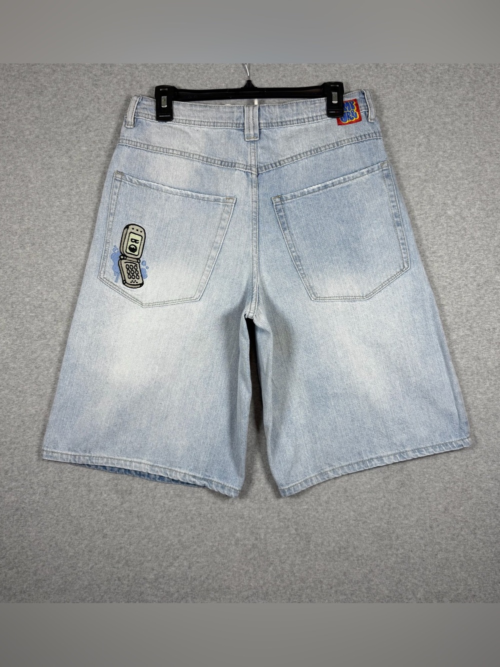 Empyre Light Blue Denim Shorts with Phone Patch